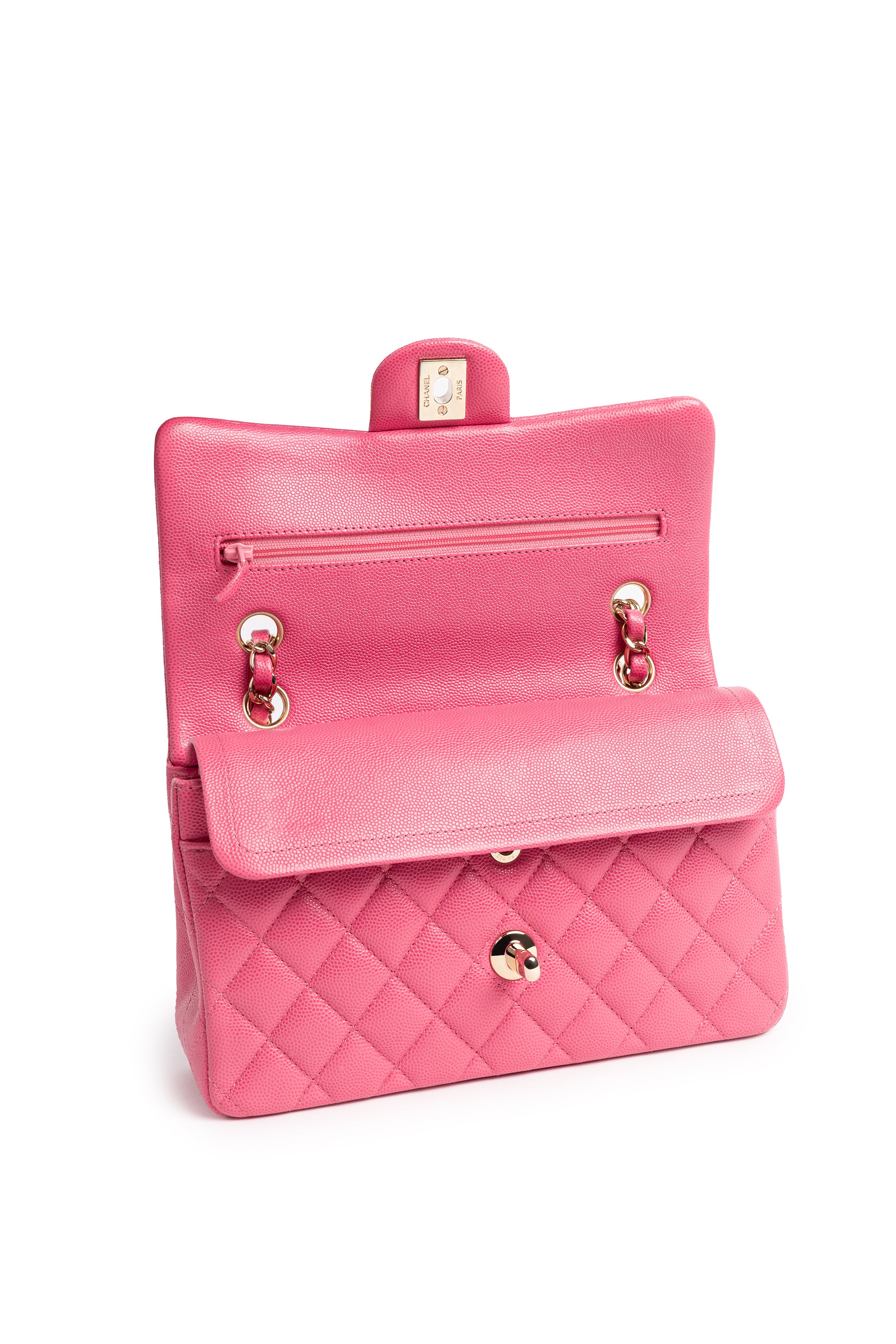 CHANEL CLASSIC DOUBLE FLAP - MEDIUM PINK CAVIAR