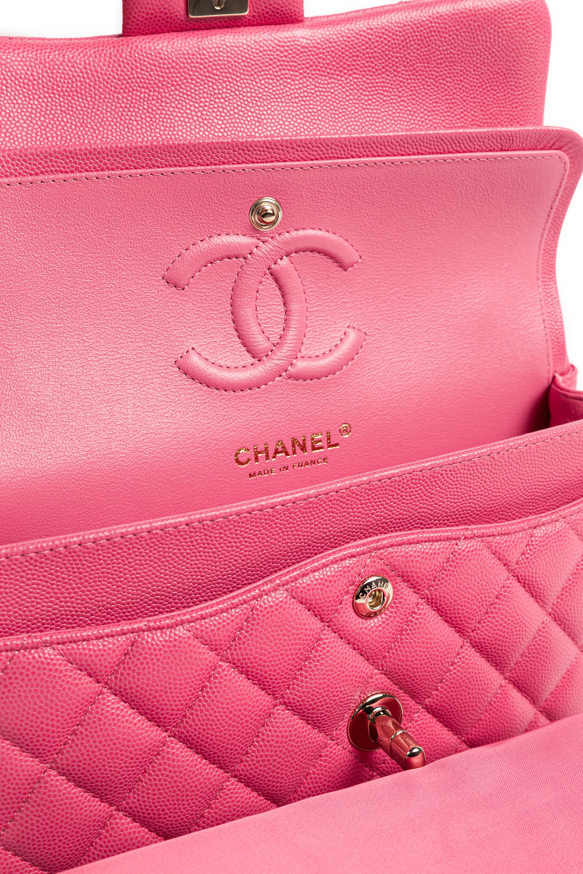CHANEL CLASSIC DOUBLE FLAP - MEDIUM PINK CAVIAR