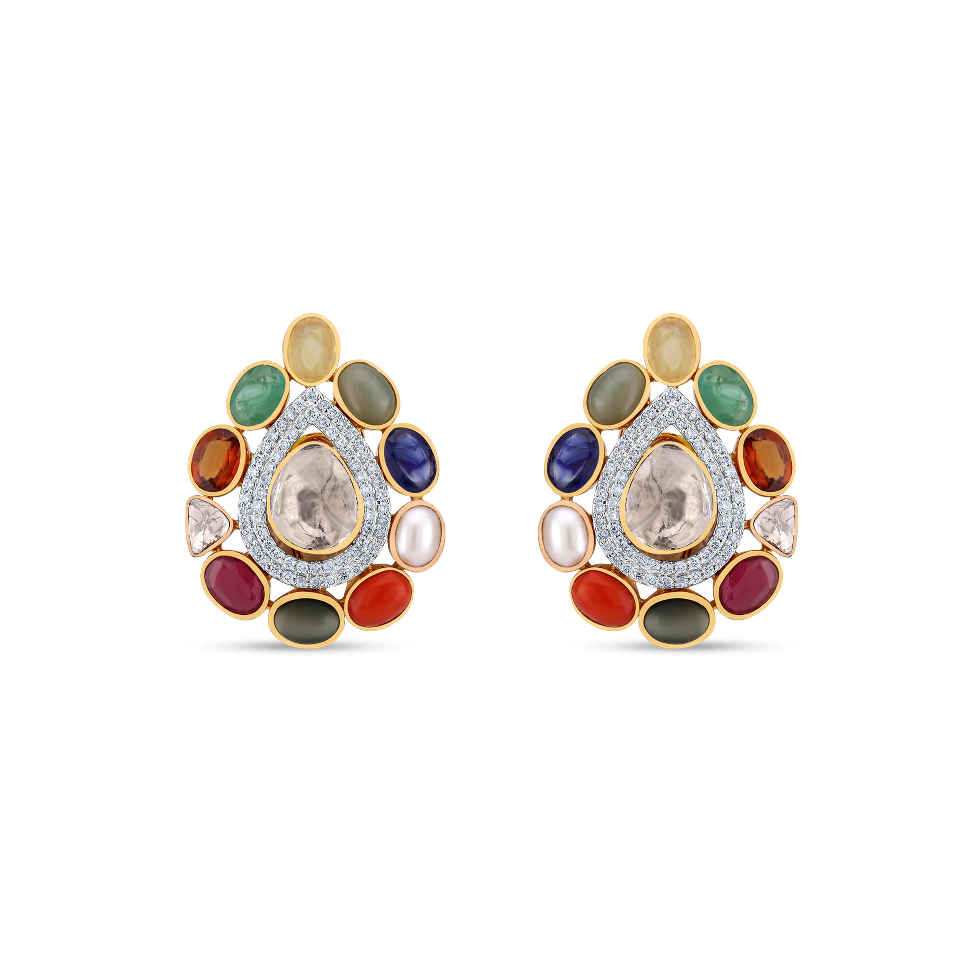 VINTAGE NAVRATNA EARRINGS